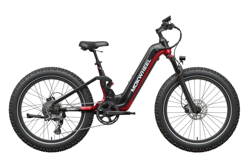 Mokwheel Obsidian 2.0 Full Suspension E-bike in Black/Red-1