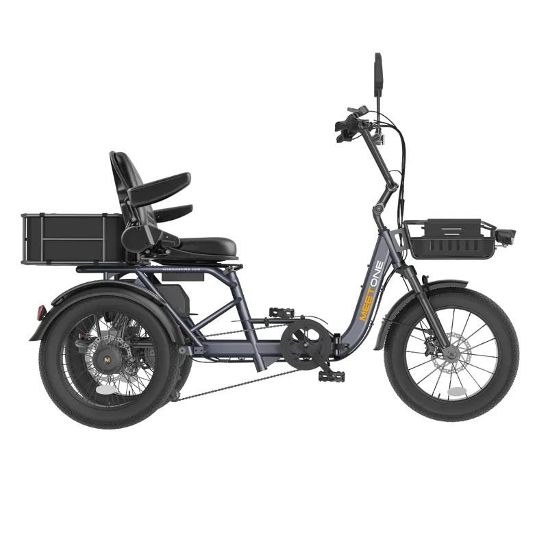 Meetone Breeze 2.0 Full Suspension Folding Electric Trike in Grey-2