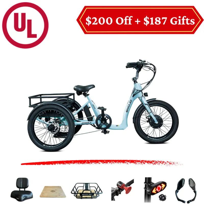 Emojo Bull Electric Trike in Baby Blue