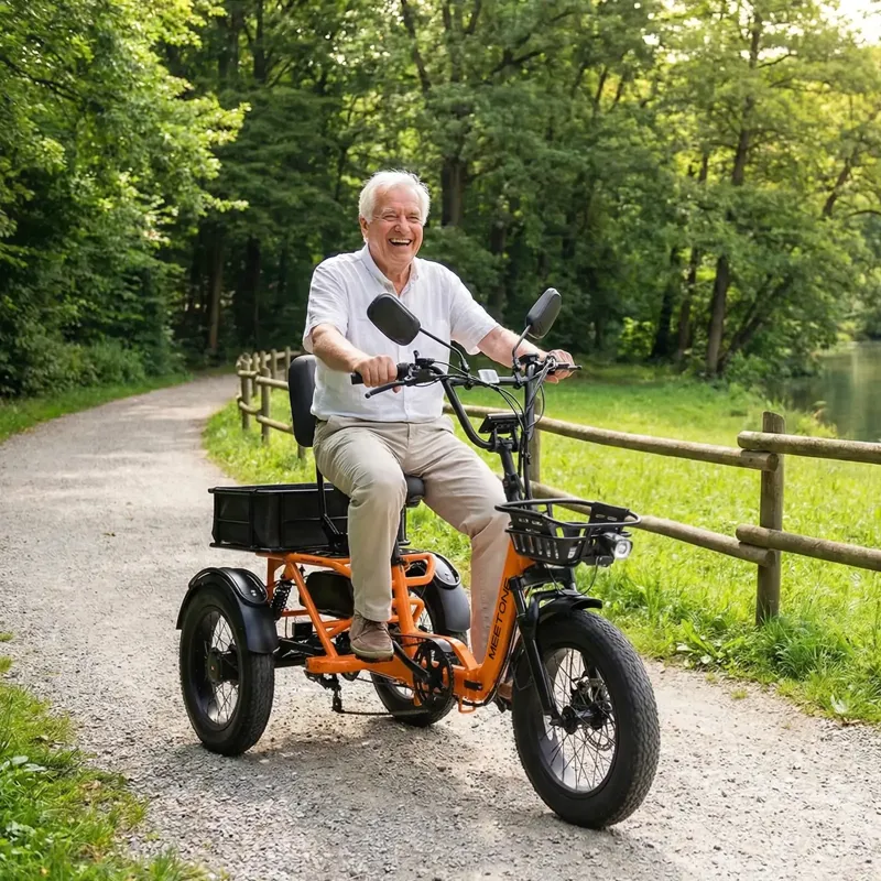 Meetone Breeze 2.0 Full Suspension Folding Electric Trike in Orange-6