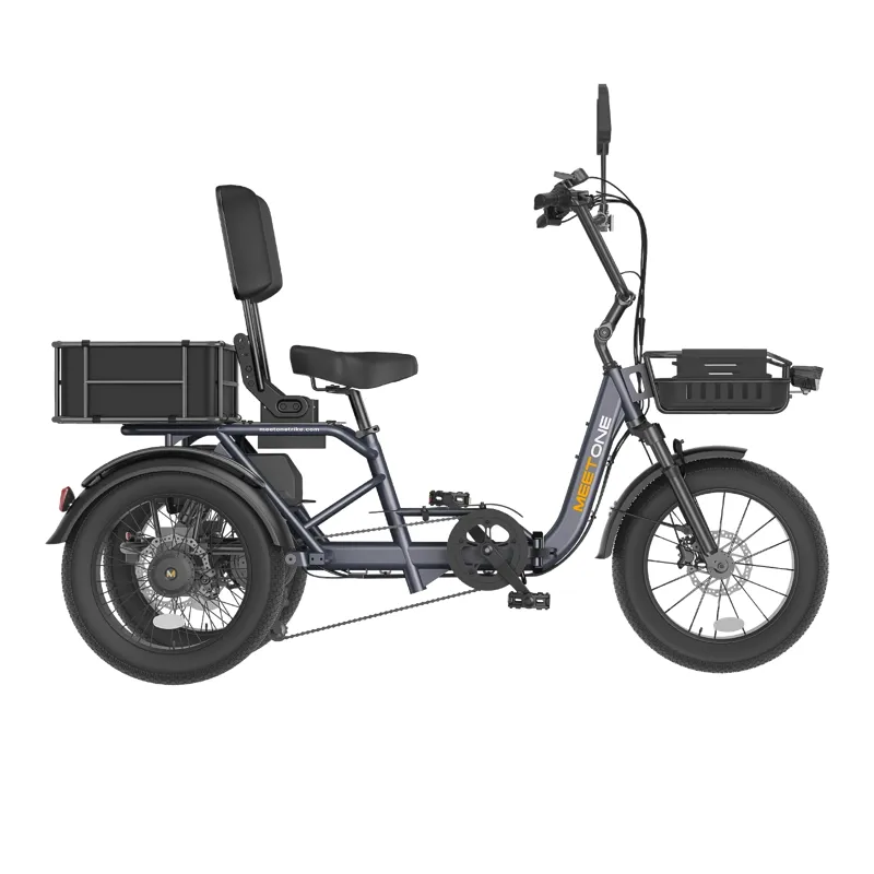 Meetone Breeze 2.0 Full Suspension Folding Electric Trike in Grey