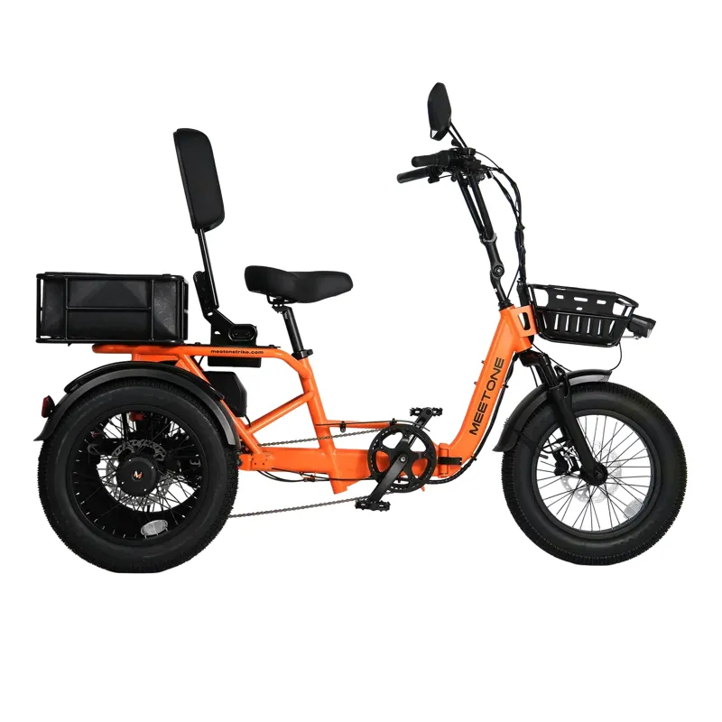 Meetone Breeze 2.0 Full Suspension Folding Electric Trike in Orange-1