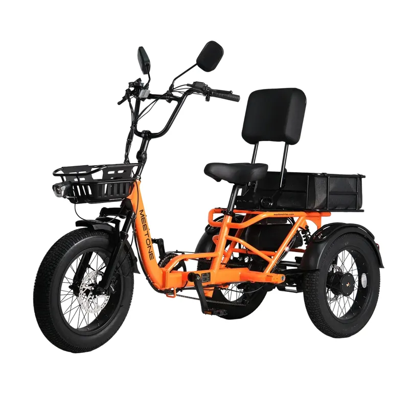 Meetone Breeze 2.0 Full Suspension Folding Electric Trike in Orange-4