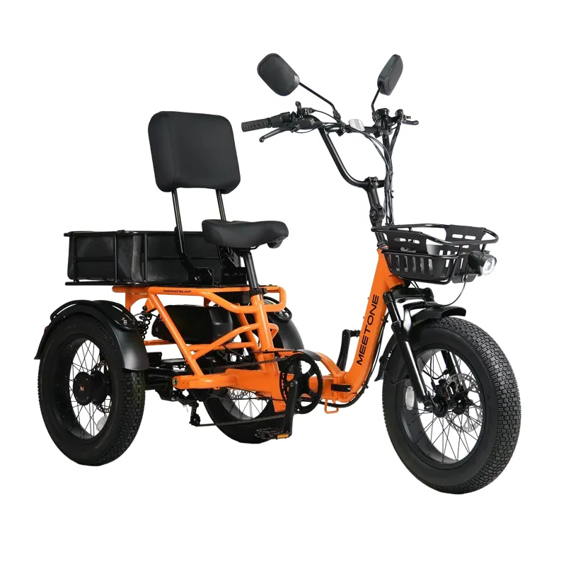 Meetone Breeze 2.0 Full Suspension Folding Electric Trike in Orange-3