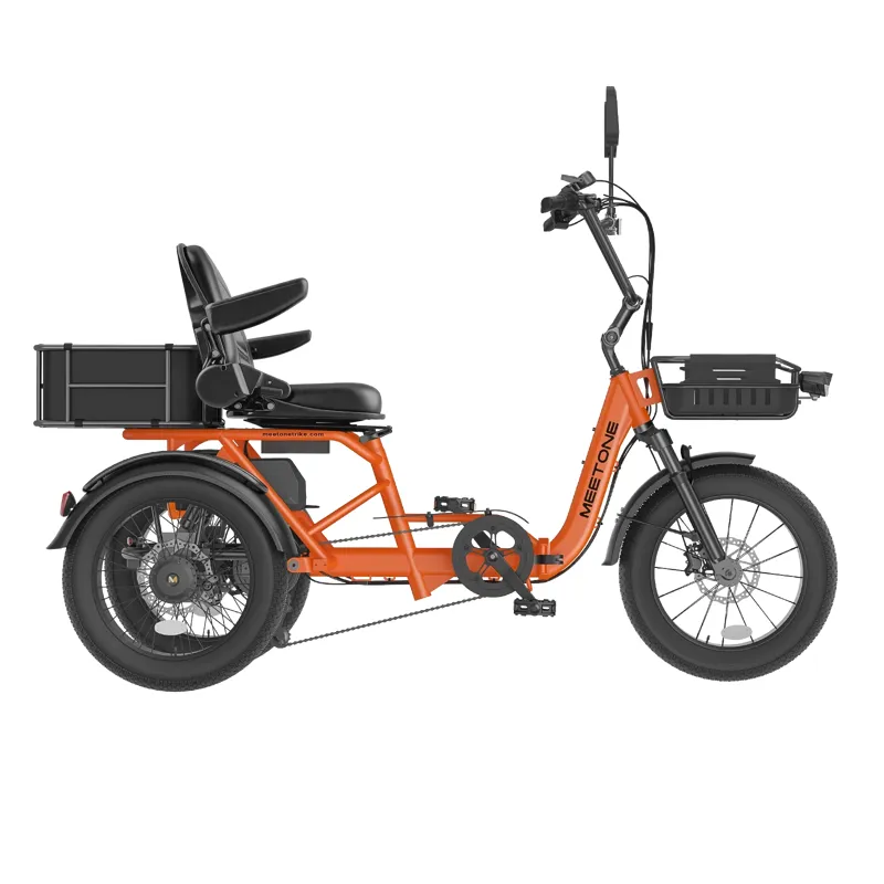 Meetone Breeze 2.0 Full Suspension Folding Electric Trike in Orange-5