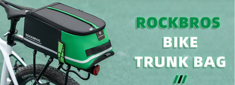 Trunk Bag - Green - Rear Rack Reflective Straps-1