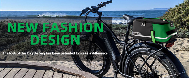 Trunk Bag - Green - Rear Rack Reflective Straps-4