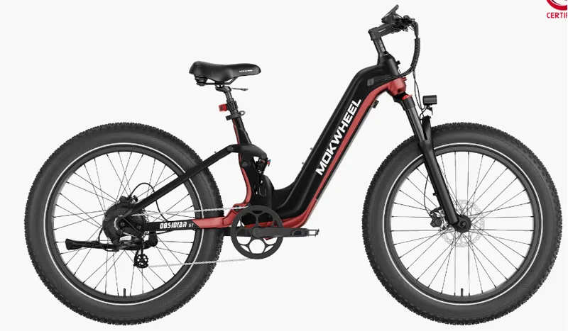 Mokwheel Obsidian 2.0 Full Suspension E-bike in Black/Red