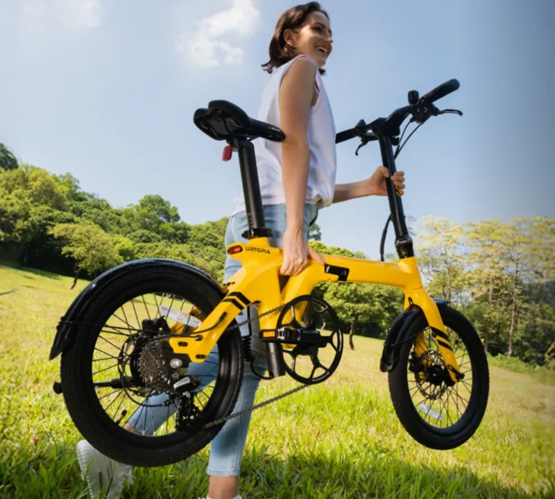 Urtopia Foldable Smart Carbon Fiber Ebike Saffron Yellow-8