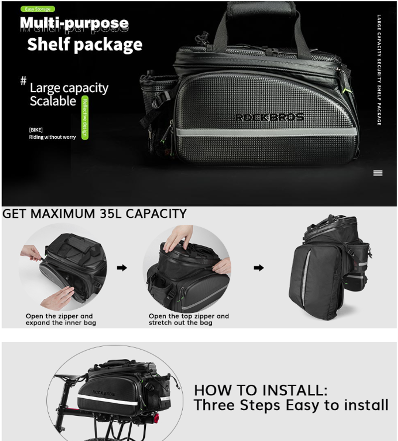 Waterproof Carbon Leather Cargo Pack 34L -2