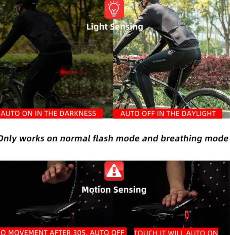 Tail Light Smart USB Rechargeable IPX6 Waterproof-3