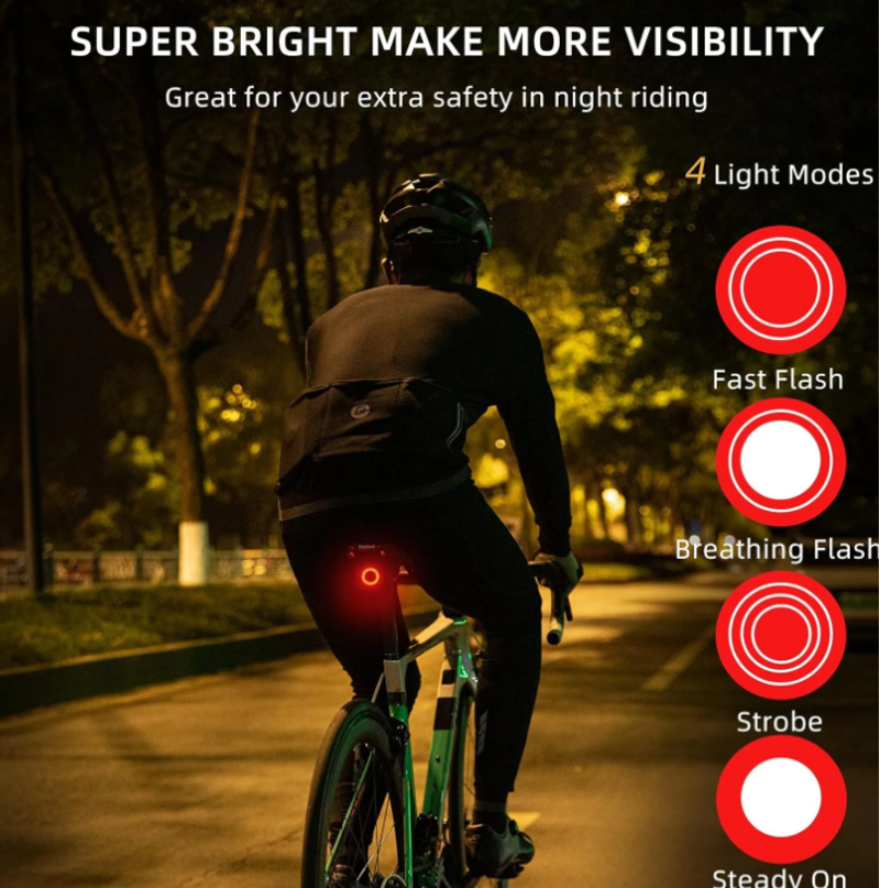 Tail Light Smart USB Rechargeable IPX6 Waterproof-4