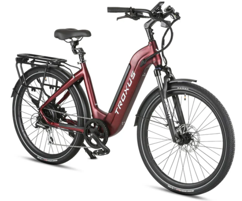 Troxus TRAX 1.0 Step-Thru Commuter 500W/15Ah in Matte Red-1