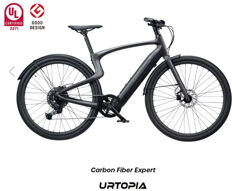 Urtopia Carbon 1 Pro Smart Carbon Fiber Ebike in Matte Black