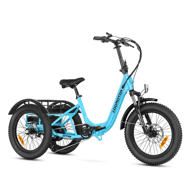 AddMotor CityTan M-315 Folding eTrike in Cyan