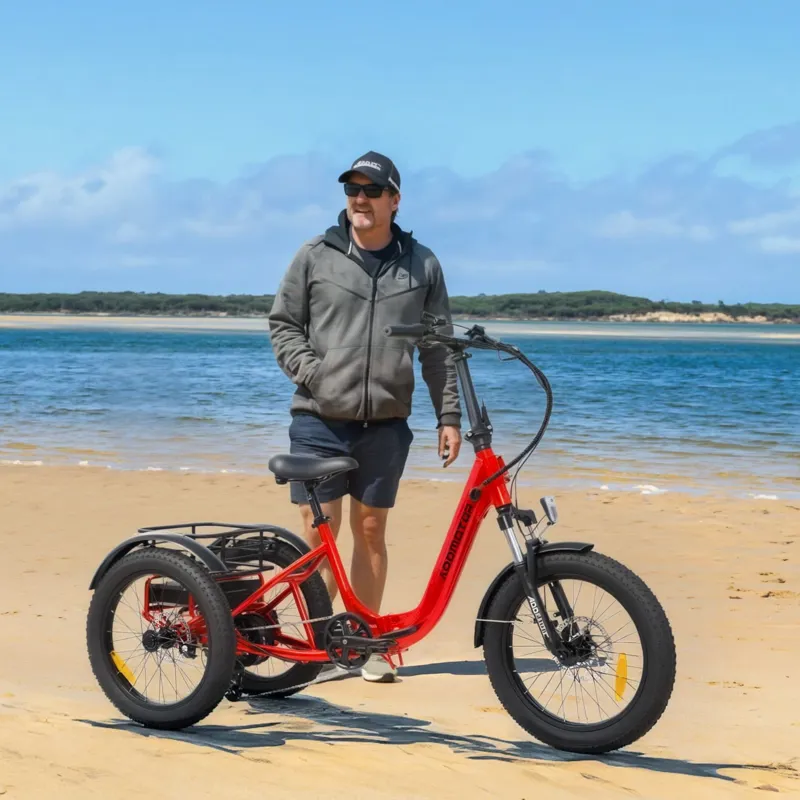 AddMotor CityTan M-315 Folding eTrike in Red-2