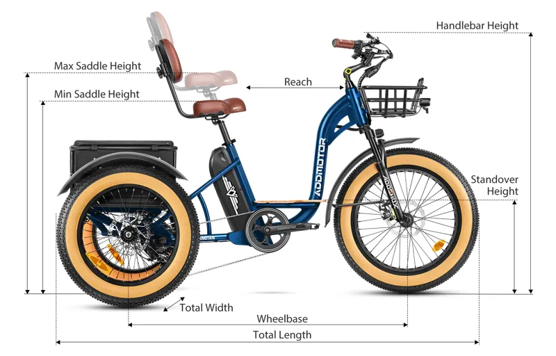 Addmotor Grandtan M-340 750W Rear Motor eTrike in Blue-3