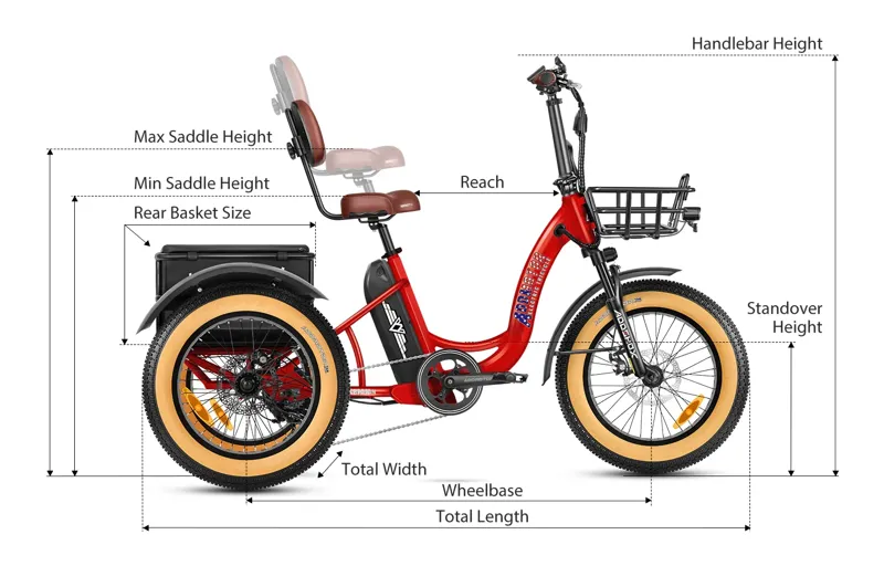 Addmotor Triketan M-330F Folding eTrike in Red-5