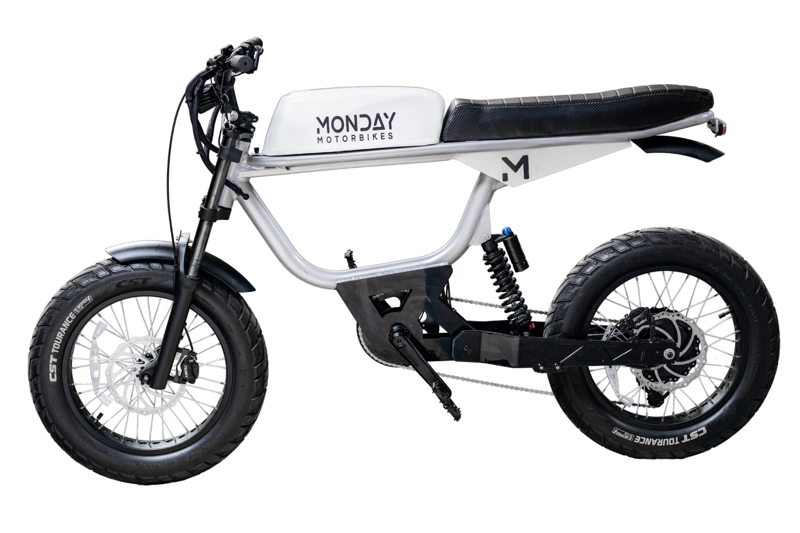Monday Motorbikes Anza V4 1500W Electric Moped in White-1