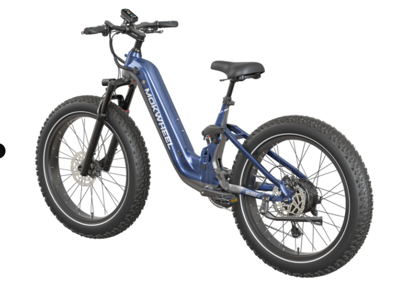 Mokwheel Obsidian 2.0 Full Suspension E-bike in Blue and Grey-4
