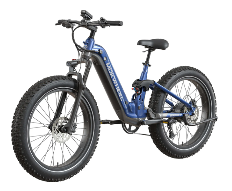 Mokwheel Obsidian 2.0 Full Suspension E-bike in Blue and Grey-3