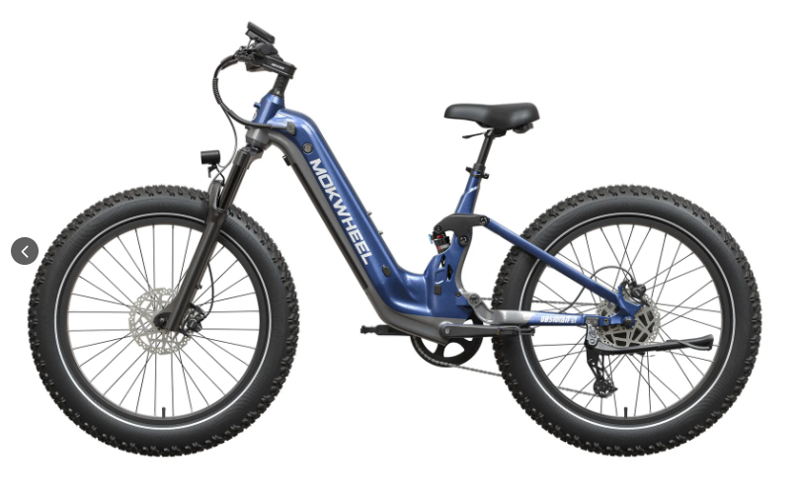 Mokwheel Obsidian 2.0 Full Suspension E-bike in Blue and Grey-1